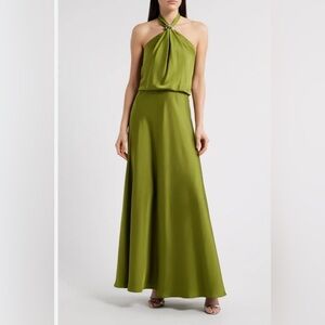 Halston Wynn Charmeuse Gown - Moss Green